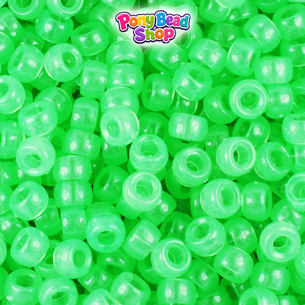 Green Glow 6.5mm Mini Barrel Plastic Pony Beads (1000pcs)
