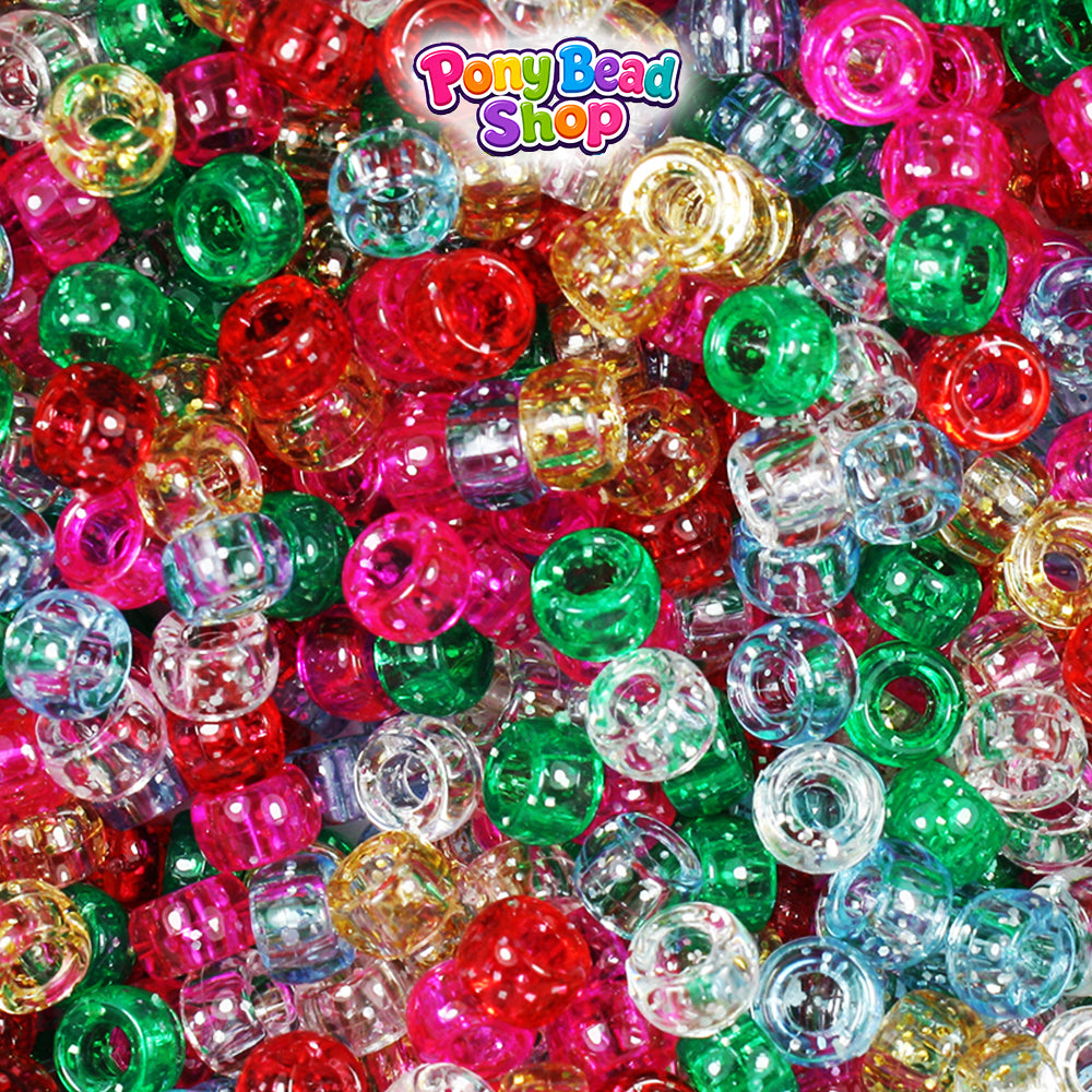 Classic Sparkle Mix 6.5mm Mini Barrel Plastic Pony Beads (1000pcs)