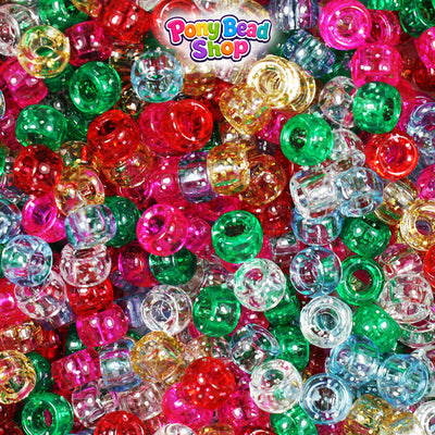 Classic Sparkle Mix 6.5mm Mini Barrel Plastic Pony Beads (1000pcs)