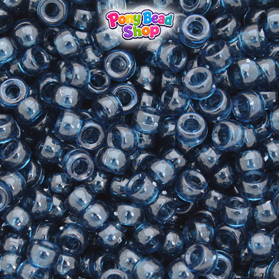 Montana Blue Transparent 6.5mm Mini Barrel Plastic Pony Beads (1000pcs)