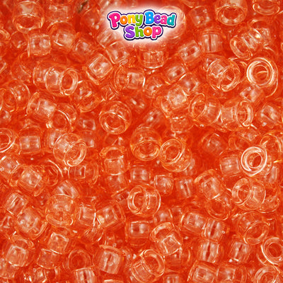 Tangerine Transparent 6.5mm Mini Barrel Plastic Pony Beads (1000pcs)