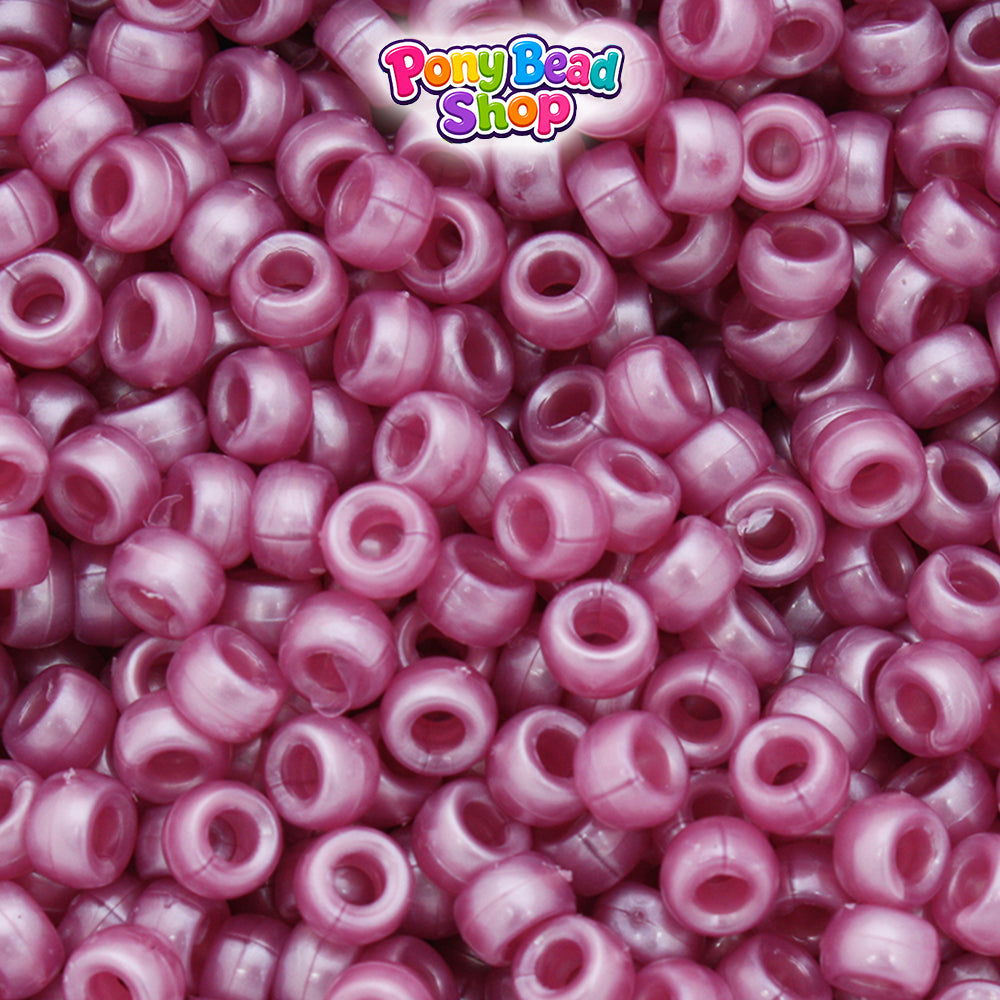 Mauve Pearl 6.5mm Mini Barrel Plastic Pony Beads (1000pcs)