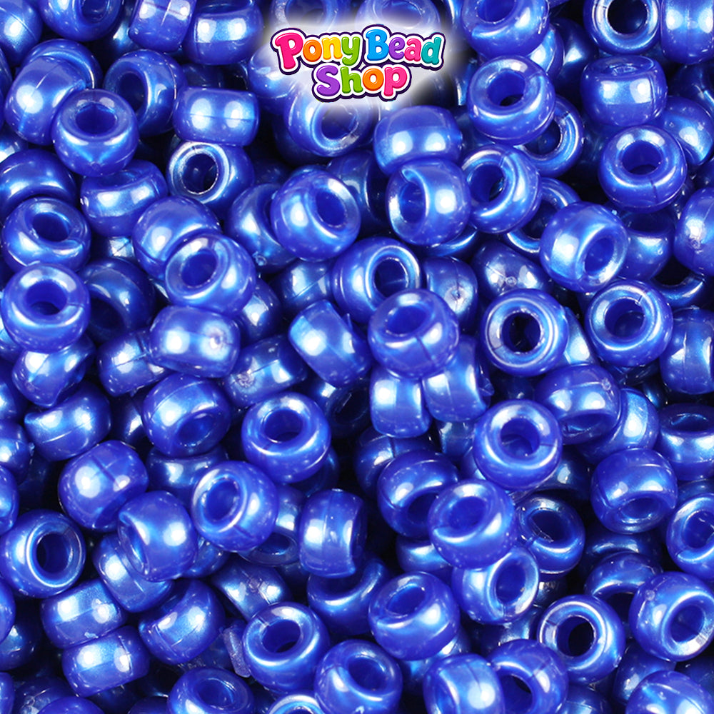 Cobalt Pearl 6.5mm Mini Barrel Plastic Pony Beads (1000pcs)