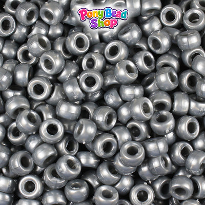 Grey Pearl 6.5mm Mini Barrel Plastic Pony Beads (1000pcs)