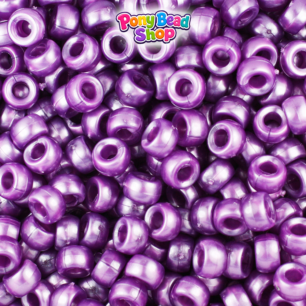 Violet Pearl 6.5mm Mini Barrel Plastic Pony Beads (1000pcs)