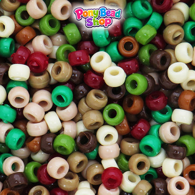Camouflage Opaque Mix 6.5mm Mini Barrel Plastic Pony Beads (1000pcs)