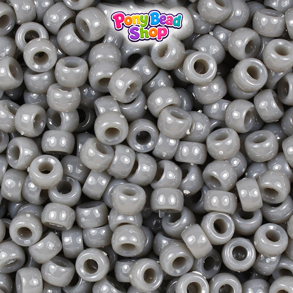 Milky Grey Opaque 6.5mm Mini Barrel Plastic Pony Beads (1000pcs)