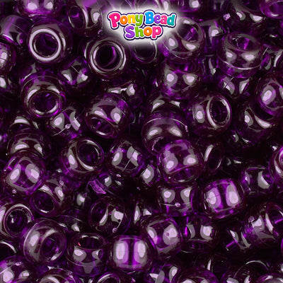 Dark Amethyst Transparent 9mm Barrel Pony Beads (500pcs)