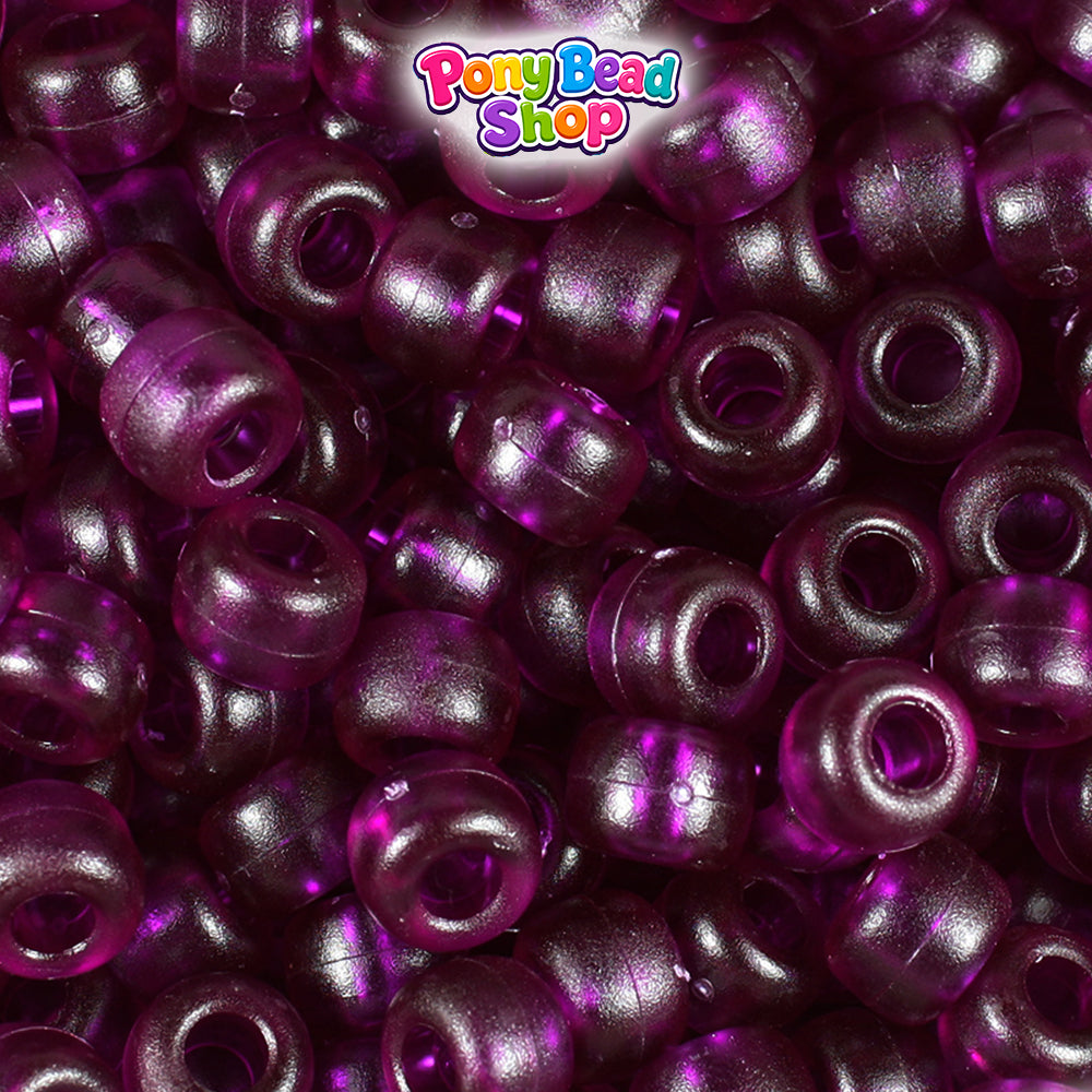 Dark Amethyst Frosted 9mm Barrel Plastic Pony Beads (500pcs)