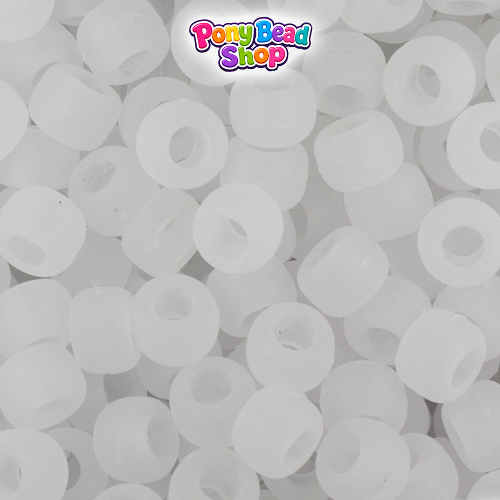 Ice Frosted 9mm Barrel Plastic Pony Beads (500pcs)