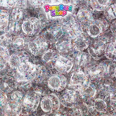 Crystal Multi Sparkle 9mm Barrel Pony Beads (500pcs)