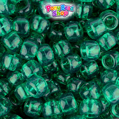 Emerald Transparent 9mm Barrel Pony Beads (500pcs)