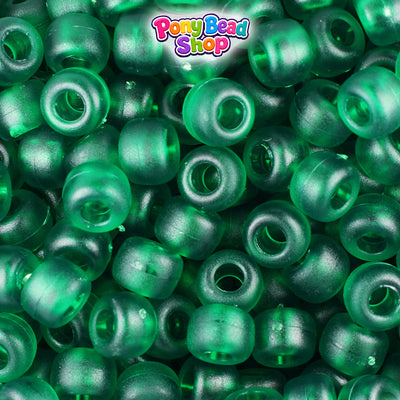 Emerald Frosted 9mm Barrel Pony Beads (500pcs)