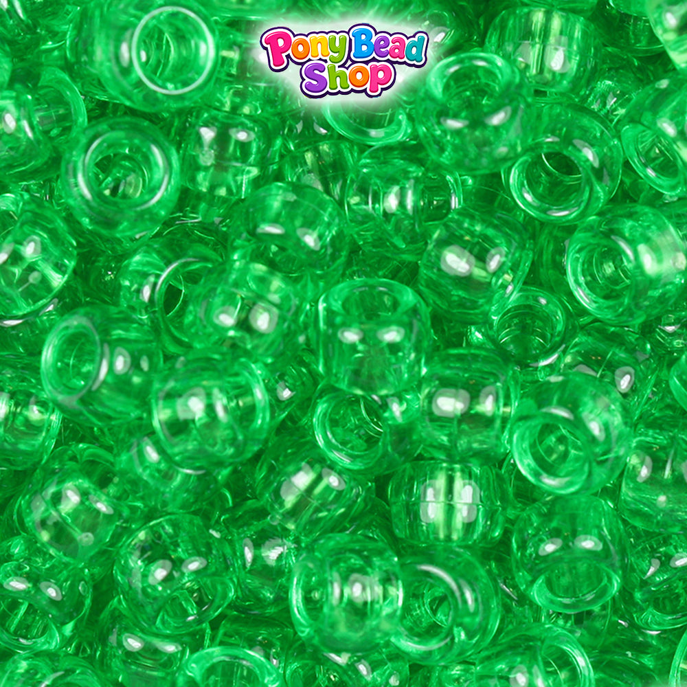 Mint Transparent 9mm Barrel Plastic Pony Beads (500pcs)