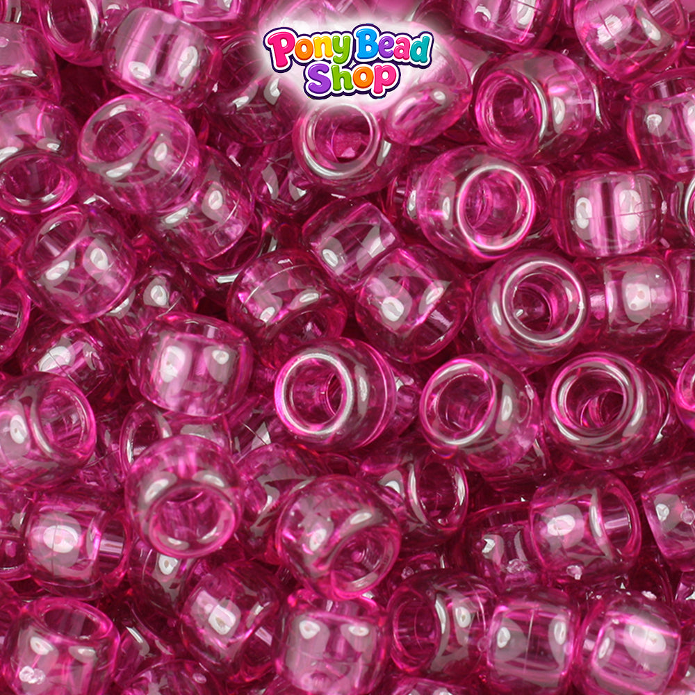 Mauve Transparent 9mm Barrel Plastic Pony Beads (500pcs)