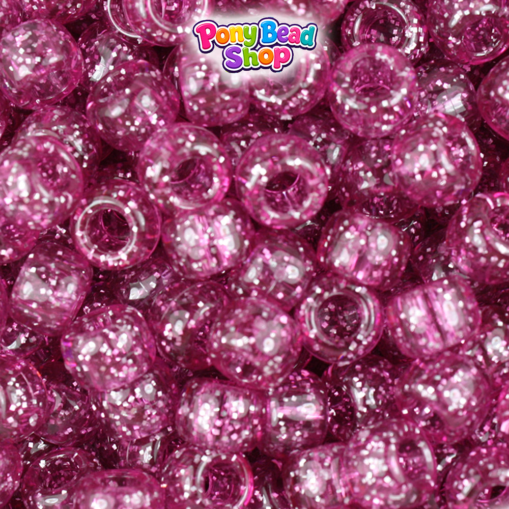Mauve Sparkle 9mm Barrel Plastic Pony Beads (500pcs)