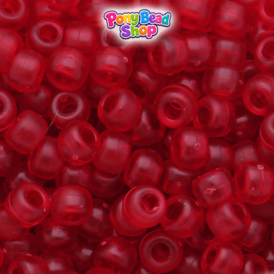 Dark Ruby Frosted 9mm Barrel Plastic Pony Beads (500pcs)