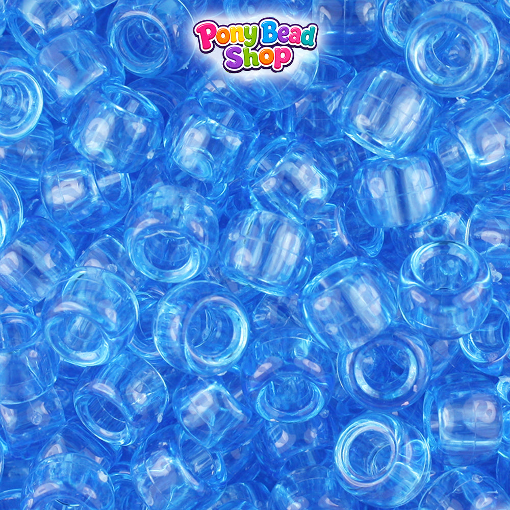 Light Sapphire Transparent 9mm Barrel Plastic Pony Beads (500pcs)