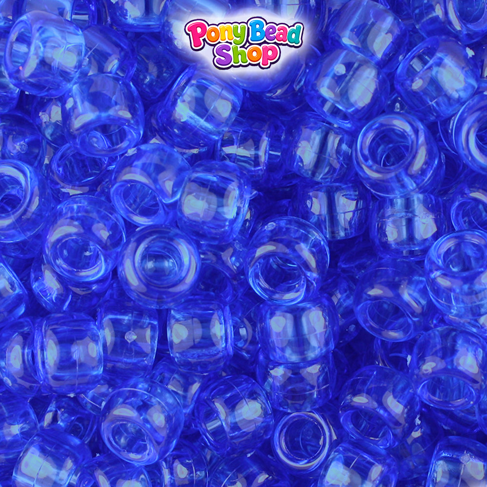 Dark Sapphire Transparent 9mm Barrel Plastic Pony Beads (500pcs)