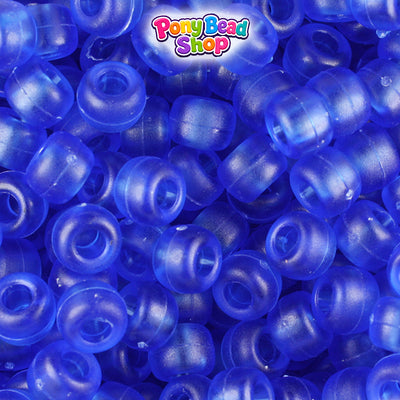 Dark Sapphire Frosted 9mm Barrel Plastic Pony Beads (500pcs)