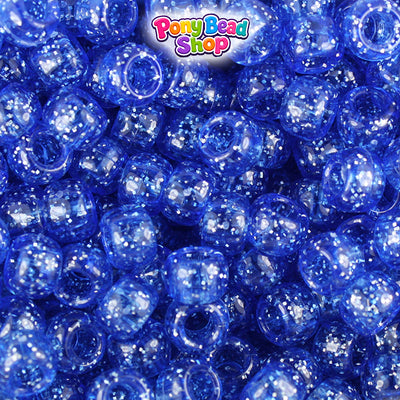 Dark Sapphire Sparkle 9mm Barrel Plastic Pony Beads (500pcs)