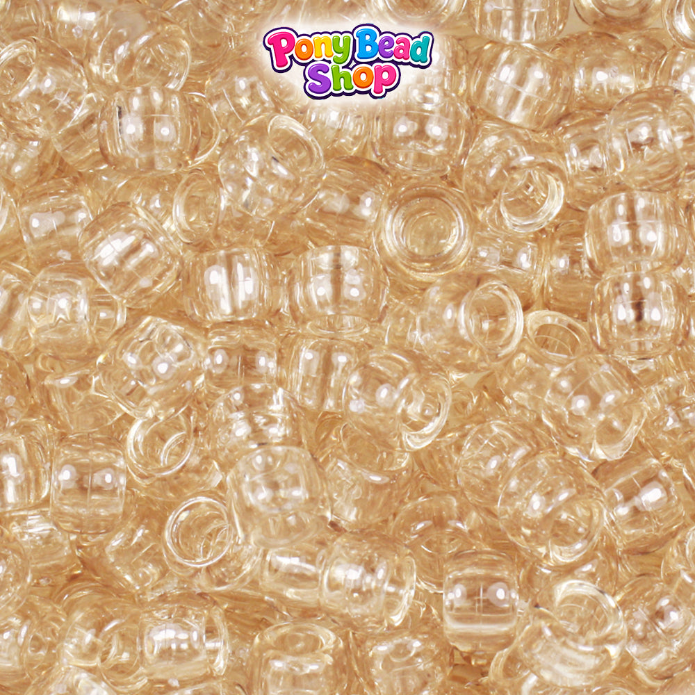 Champagne Transparent 9mm Barrel Plastic Pony Beads (500pcs)