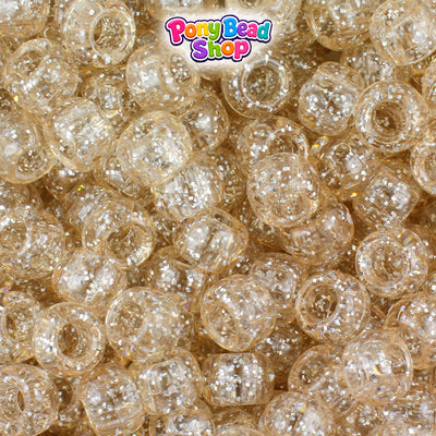 Champagne Sparkle 9mm Barrel Plastic Pony Beads (500pcs)