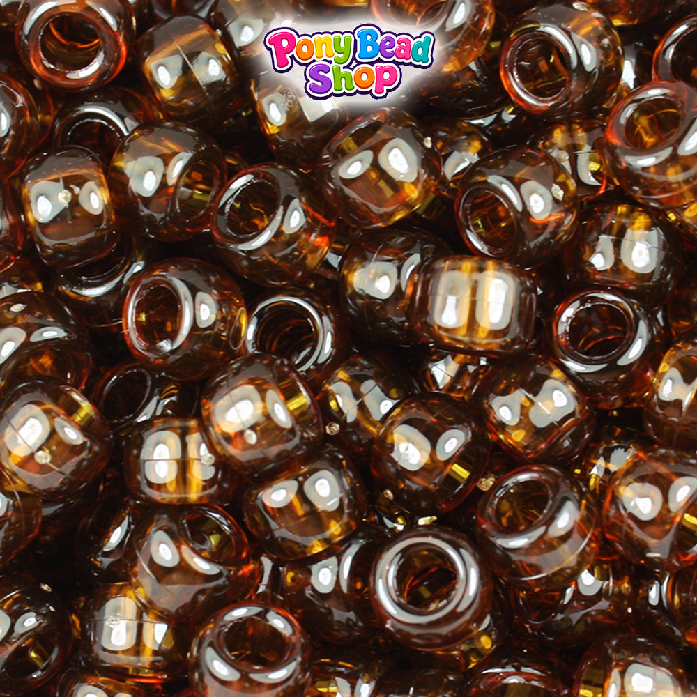 Dark Topaz Transparent 9mm Barrel Plastic Pony Beads (500pcs)