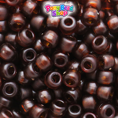 Dark Topaz Frosted 9mm Barrel Plastic Pony Beads (500pcs)