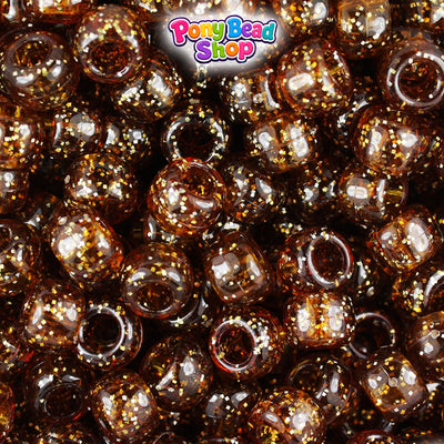 Dark Topaz Sparkle 9mm Barrel Plastic Pony Beads (500pcs)