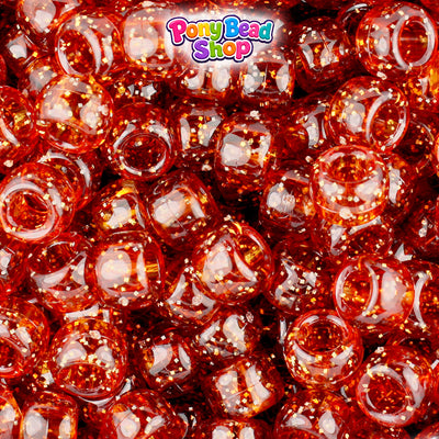 Tortoise Sparkle 9mm Barrel Plastic Pony Beads (500pcs)