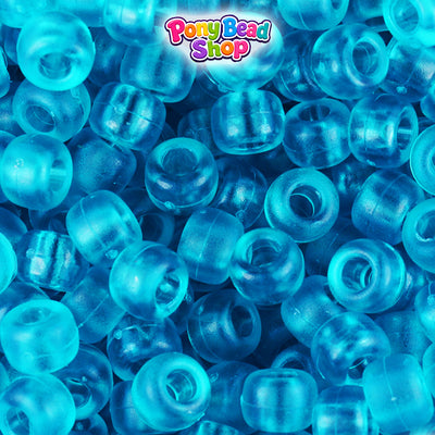 Turquoise Frosted 9mm Barrel Plastic Pony Beads (500pcs)