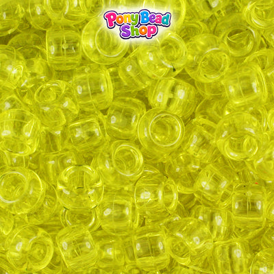 Yellow Transparent 9mm Barrel Plastic Pony Beads (500pcs)