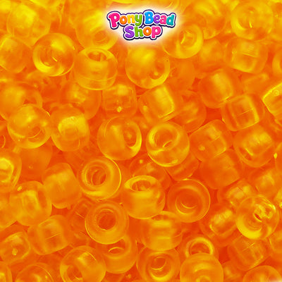 Dark Yellow Frosted 9mm Barrel Plastic Pony Beads (500pcs)