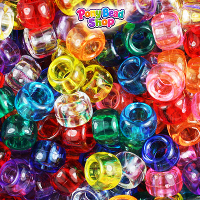 Transparent Mix 9mm Barrel Plastic Pony Beads (500pcs)