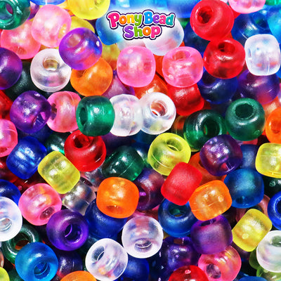 Frosted Mix 9mm Barrel Plastic Pony Beads (500pcs)