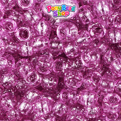 Light Fuchsia Sparkle 9mm Barrel Plastic Pony Beads (500pcs)