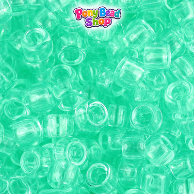 Green Aqua Transparent 9mm Barrel Plastic Pony Beads (500pcs)