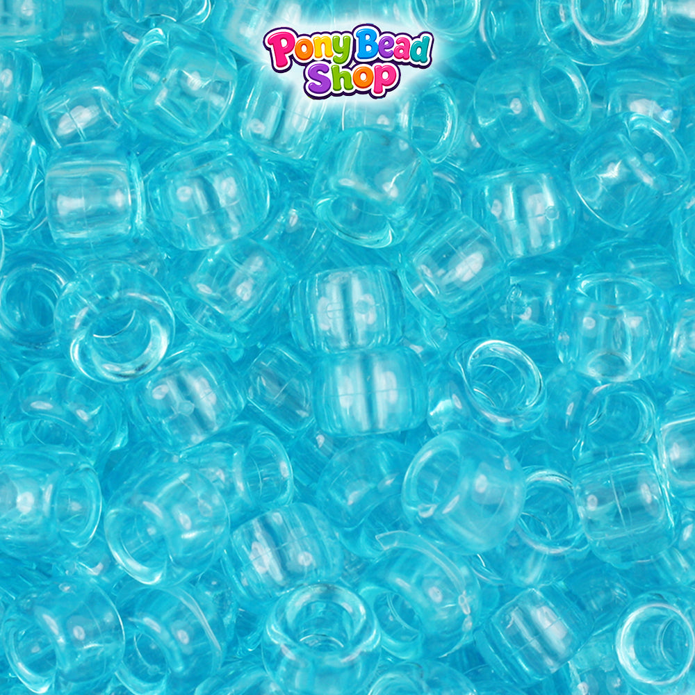 Light Turquoise Transparent 9mm Barrel Plastic Pony Beads (500pcs)
