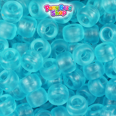 Light Turquoise Frosted 9mm Barrel Plastic Pony Beads (500pcs)