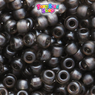 Jet Frosted 9mm Barrel Plastic Pony Beads (500pcs)