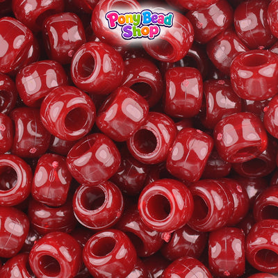 Cranberry Opaque 9mm Barrel Pony Beads (500pcs)