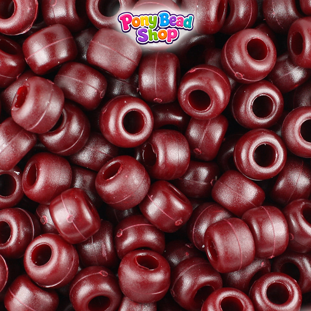 Cranberry Matte 9mm Barrel Plastic Pony Beads (500pcs)