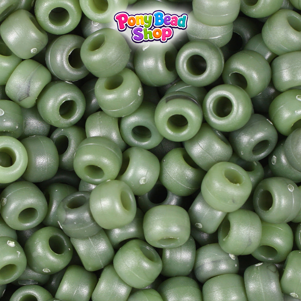 Jade Matte 9mm Barrel Plastic Pony Beads (500pcs)