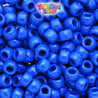 Bright Blue Opaque 9mm Barrel Pony Beads (500pcs)