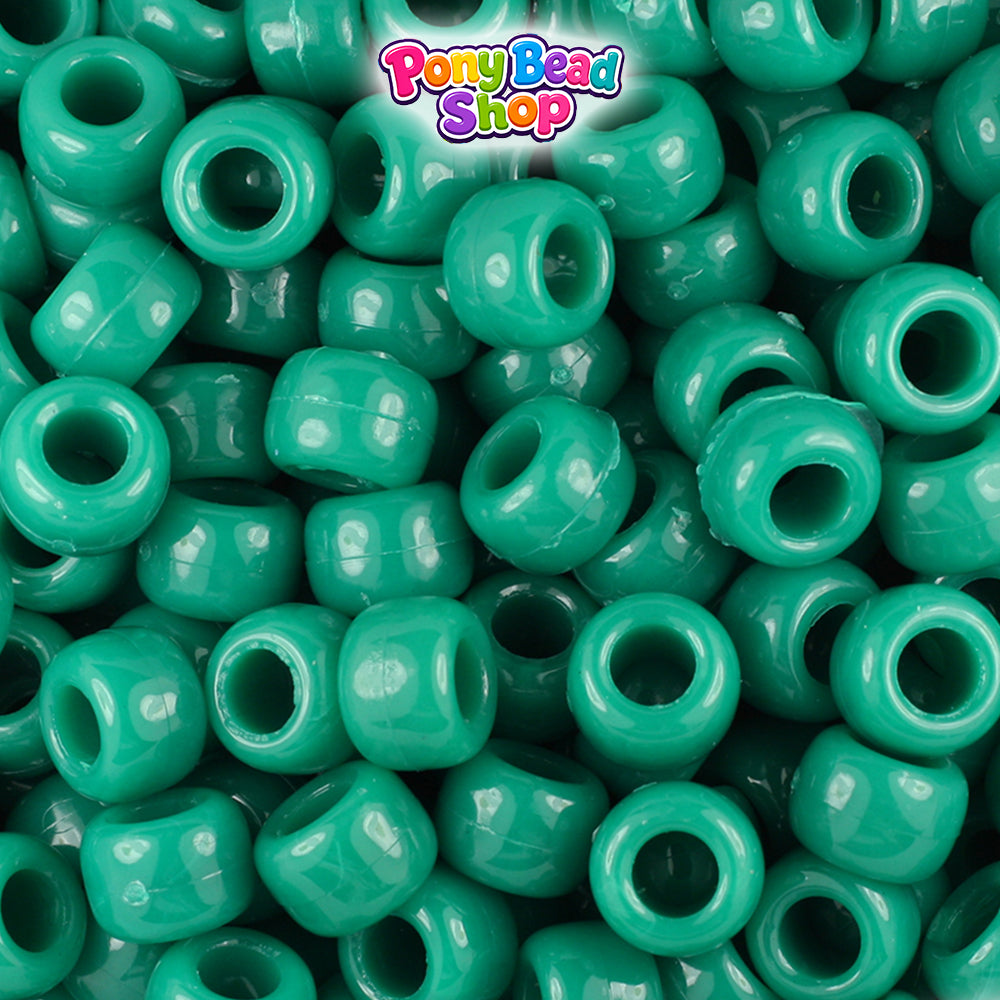 Marbled Green Opaque 9mm Barrel Plastic Pony Beads (500pcs)