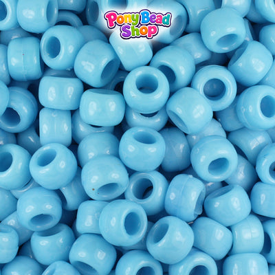 Powder Blue Opaque 9mm Barrel Pony Beads (500pcs)