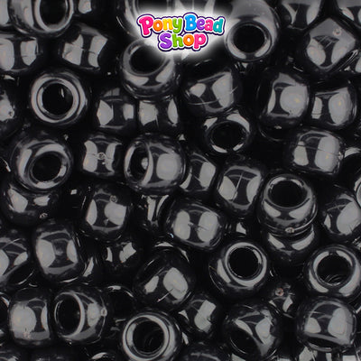 Black Opaque 9mm Barrel Pony Beads (500pcs)