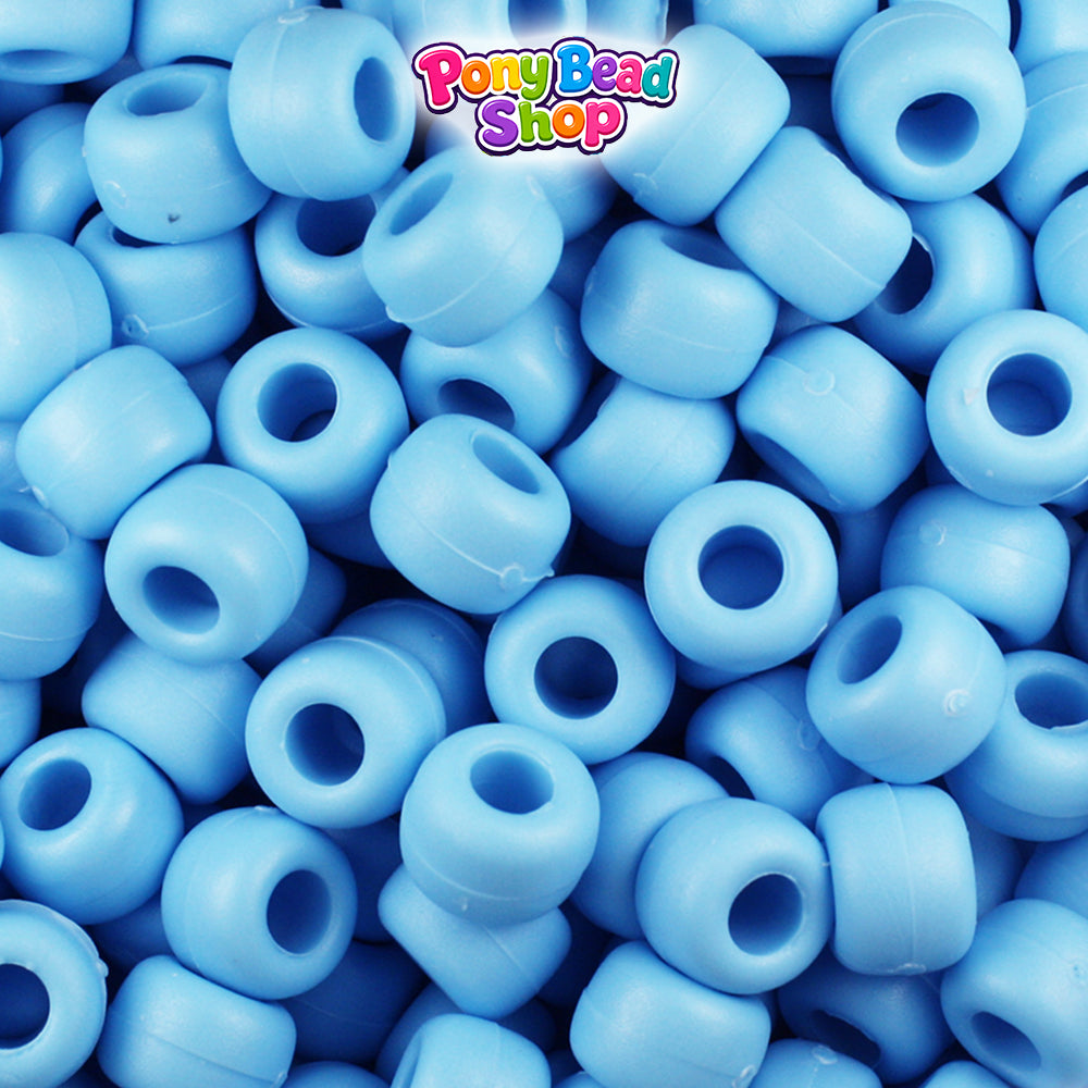 Baby Blue Matte 9mm Barrel Plastic Pony Beads (500pcs)