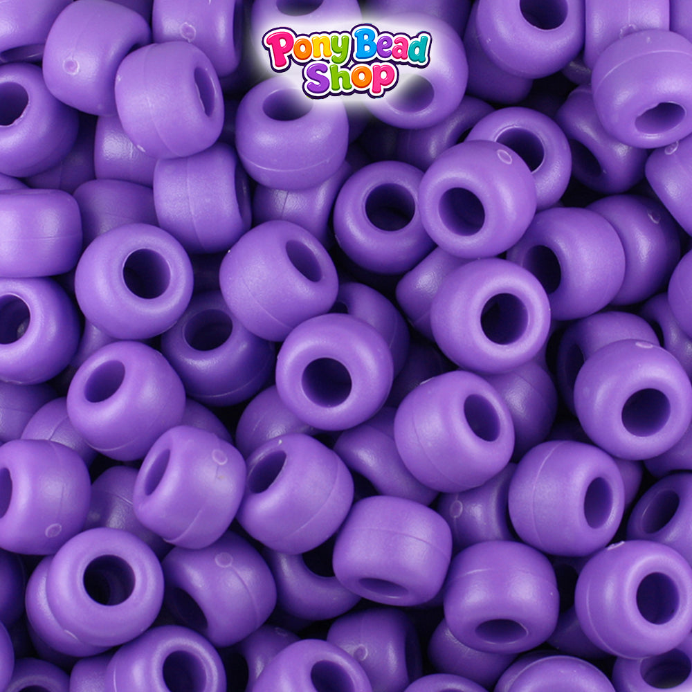 Dark Lilac Matte 9mm Barrel Plastic Pony Beads (500pcs)